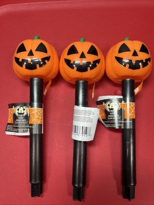 PUMPKIN 9'' HALLOWEEN LIGHTED Jack-O-Lantern Solar Stake Light (Lot 3)