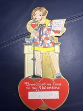 Vintage Valentine Girl Broadcasting Love By A.C.CO Made In USA