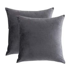 Velvet Decorative Throw Pillow Covers 18" x 18" Pack of 2 Gray-velvet