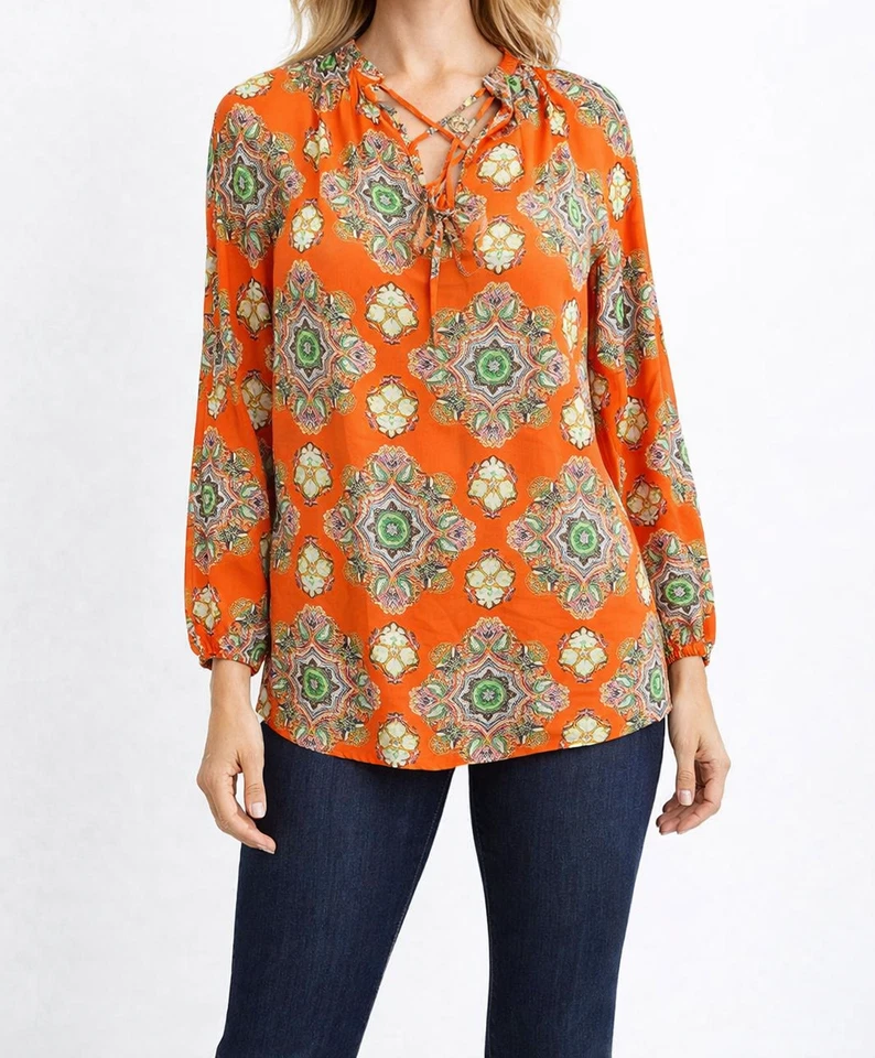 Caliban Bluse bunt Damen Tunika Shirt Hemd Oberteil Leicht  Baumwolle Np 219 Neu - Bild 1 von 4