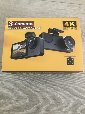 3-Channel 4K Dash Cam Front Inside and Rear Vehicle Blackbox DVR