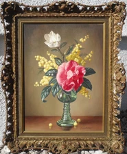 James Noble - Original Oil Painting - Magnolia, Camellia & Mimosa. Still Life.