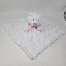 Baby Ganz Bear White Pink Bow Baby Security Blanket Lovey Swirl Cuddle
