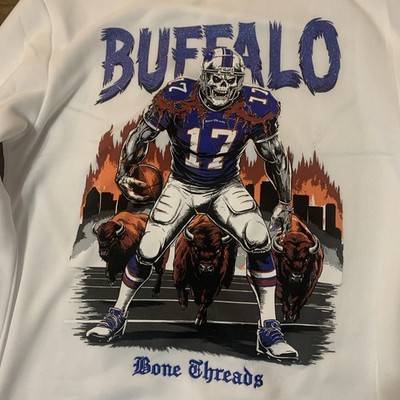 Buffalo Bills NFL Large White  Crewneck Sweatshirt Josh Allen Bone Threads