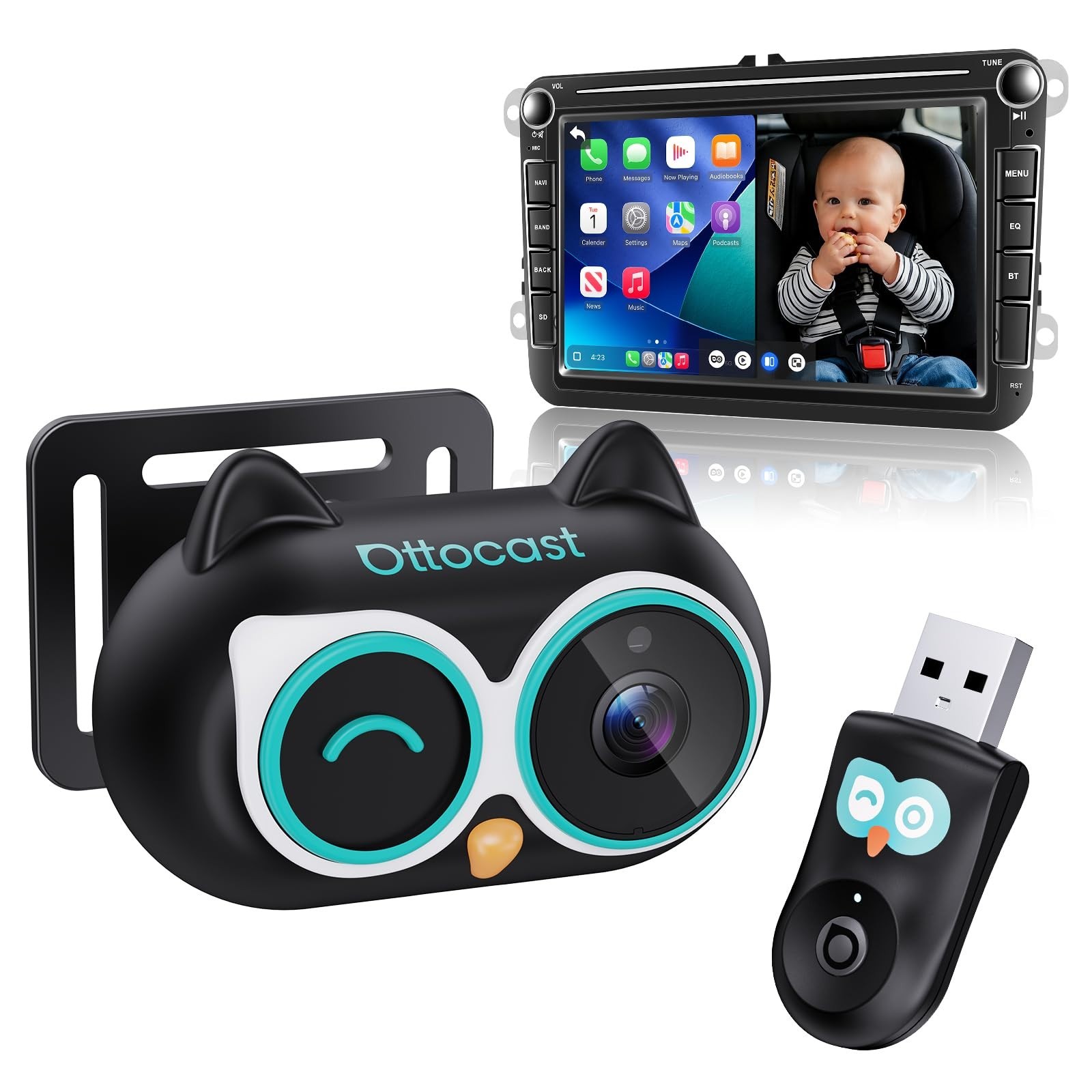 Ottocast CabinCare Carplay Adapter Security Camera Night Vision Pet/Baby Monitor