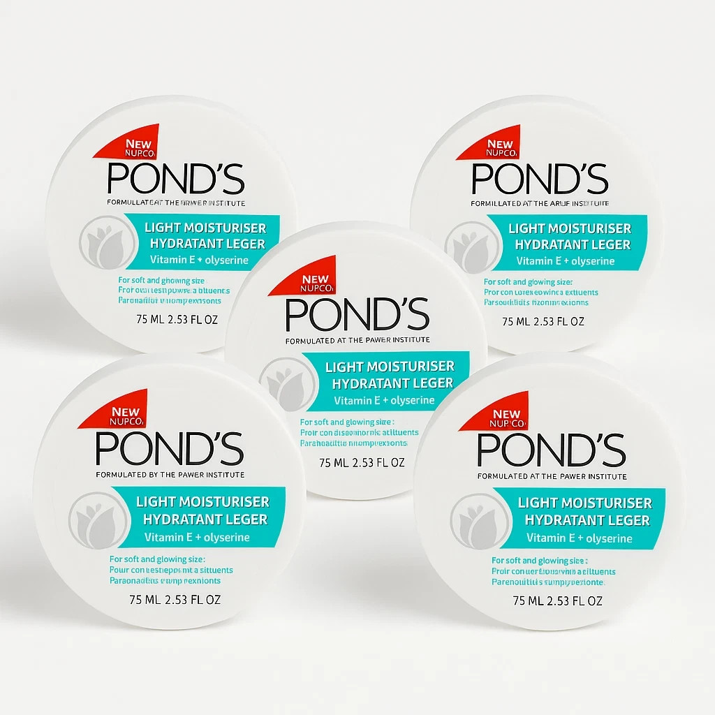 Pond's Light Moisturizer Cream,Vitamin E 2.53 Fl Oz Each (Pack of 5)