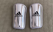 Adidas AdiPure Shin Guards Adult Size Large Plate Shiny Silver Chrome Vintage