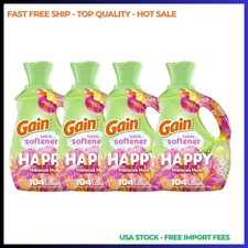 4P Gain Liquid Fabric Softener Conditioner, Happy, Hibiscus Hula Scent 104 Loads