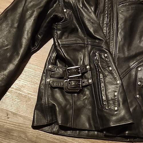CHAQUETA DE CUERO HARLEY DAVIDSON OLD SKOOL VINTAGE HERENCIA SPRINGER BORLAS TACHUELAS - Imagen 3 de 11