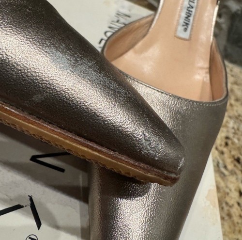 Manolo Blahnik Silver Slingback Heels - Picture 7 of 9