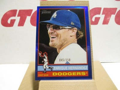 2025 Topps Heritage Baseball Enrique Hernandez Blue Refractor 045/150 Card #604