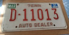 1987 TENNESSEE AUTO DEALER LICENSE PLATE