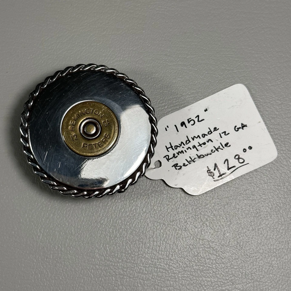 Hebilla de cinturón Remington 12 GA 1952 hecha a mano Foto 2 de 4