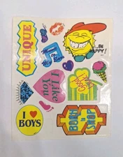 Vintage 1990s Girly Girl Sticker Sheet 14 Stickers Ice Cream Born To Shop Lips 