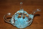 Joe St Clair Blue Flower Bullicante ART GLASS Teapot Paperweight Vintage 60's — photo 4
