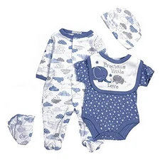 Reborn Dolls Baby Boy Clothes 5 Pcs Set Elephant Clothing for 20-22 Inch Blue22