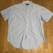 Polo Ralph Lauren Button Down Short Sleeve Shirt Men's XL Blue Classic Pony
