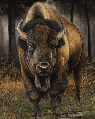 #ad #ad 8x10 American Bison in mist forest meadow thick mane horns fog 628878882 $7.95