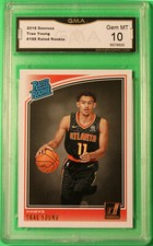 TRAE YOUNG RC Rookie Card Graded Cards GMA 10 Gem Mint Donruss #198 Hawks. rookie card picture