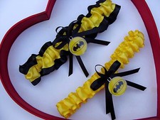 New Handmade Batman Wedding Garter Yellow Black Prom Superhero Garter