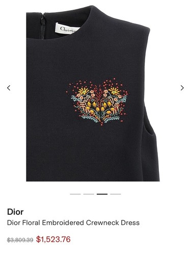 Christian Dior Floral Embroidered Crewneck Dress Black Size UK 8 EU 36 - Picture 4 of 10