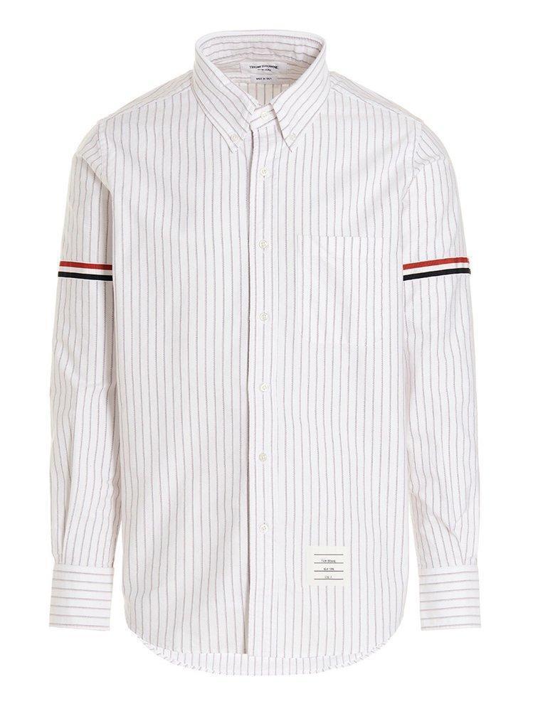 Thom Browne White Logo Band Striped Mens Shirt Size 1 $490 Thom Browne White Logo Band Striped Mens Shirt Size 1 $490