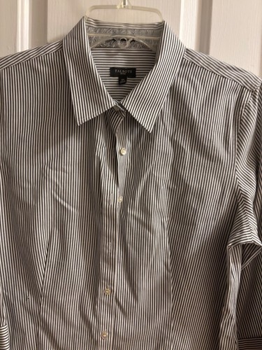 Talbots grau & weiß L/S Kragenhemd Größe 12P mit schönem Paisleymuster - Bild 8 von 8
