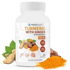 Turmeric Curcumin w Ginger  BioPerine   Supports Joint Health 1300mg/30 Serv.