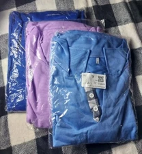 NWT Lot Of 3 Sized 3XL Light Blue, Dark Blue And Purple Flannels Un Branded