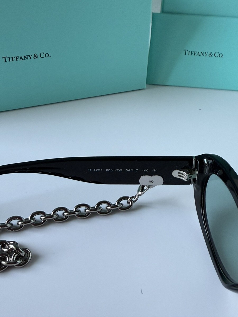 TIFFANY TF4221 8001/D9 Black Silver Chain Light Azure Lens Women