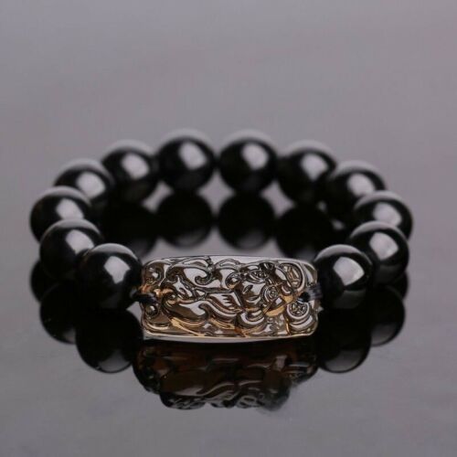 Chinese Feng Shui Obsidian Pi Xiu Bracelet Bead Wealth Luck Stretch Wristband - Picture 1 of 9