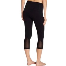 Z by Zella Women s Small Black Cropped Leggings Mesh Panel High Rise Yoga Pants