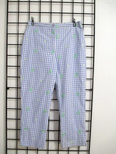 LILLY PULITZER WHITE LABEL SIZE 2 BLUE GINGHAM BUTTERFLY CAPRI PANTS
