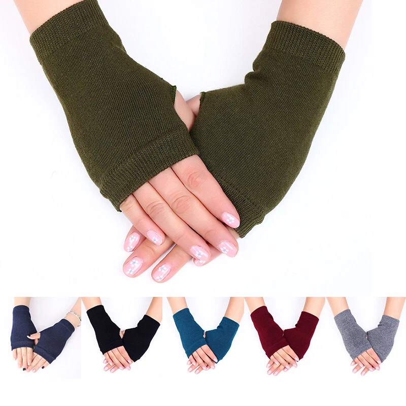 Frauen Winter Halbfinger Fingerlose Handschuhe Armstulpen Gestrickt $ - Bild 3 von 4