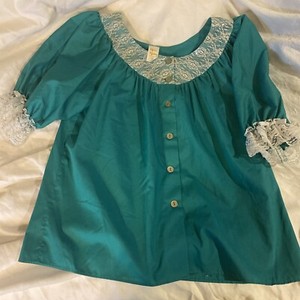 Malco Modes Square Dance Shimmer Lace Rodeo Western Glitter Bow Button Green X