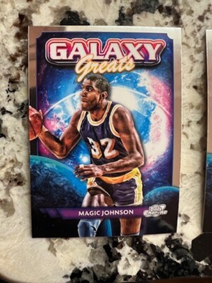 2023-24 TOPPS CHROME COSMIC GALAXY GREATS CARD LA LAKERS MAGIC