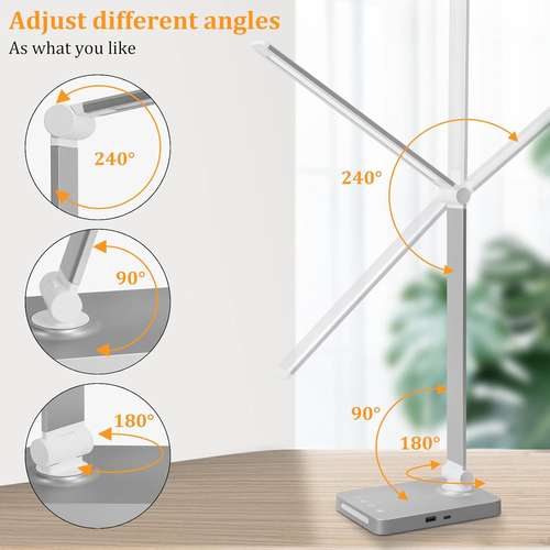 LED Desk Lamp with USB Ports,Touch Desk Lamps for Home Office with 5 Color Modes - Picture 6 of 12
