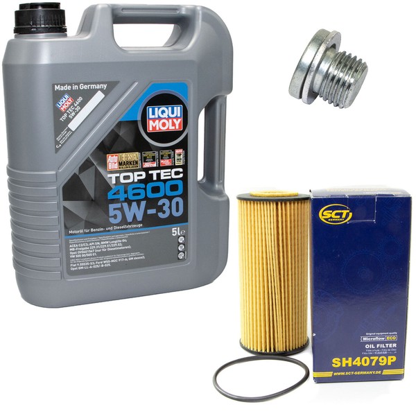 MotoröL Set 5W-30 5 Liter + ÖLfilter SH 4079 P + Schraube FüR VW Passat 220 PS-image