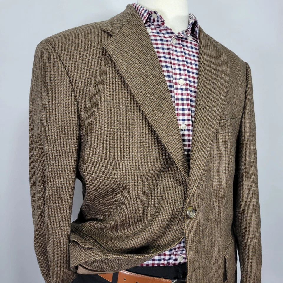 CHAPS Ralph Lauren Men's Sport Coat Blazer Two Button Flannel Wool Brown 44S - Image 3 of 4