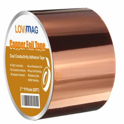 Copper Foil Tape (2inch X 33 FT) with Conductive Adhesive for Guitar and EMI Shi
