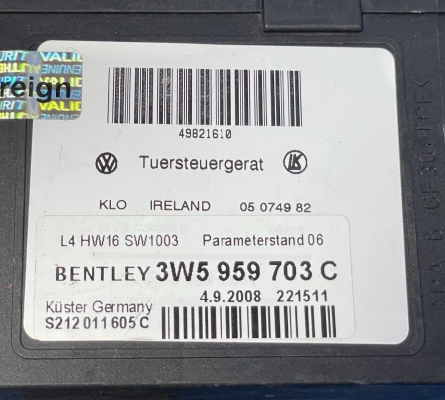 2006-2012 BENTLEY CONTINENTAL FLYING SPUR REAR LEFT DOOR WINDOW MOTOR MODULE OEM