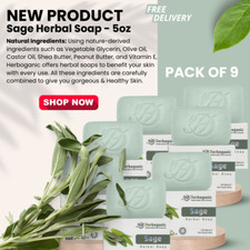 Women HERBOGANIC Sage Herbal Soap All-Natural Sage Olive Oil Soap Bar,Pack 9