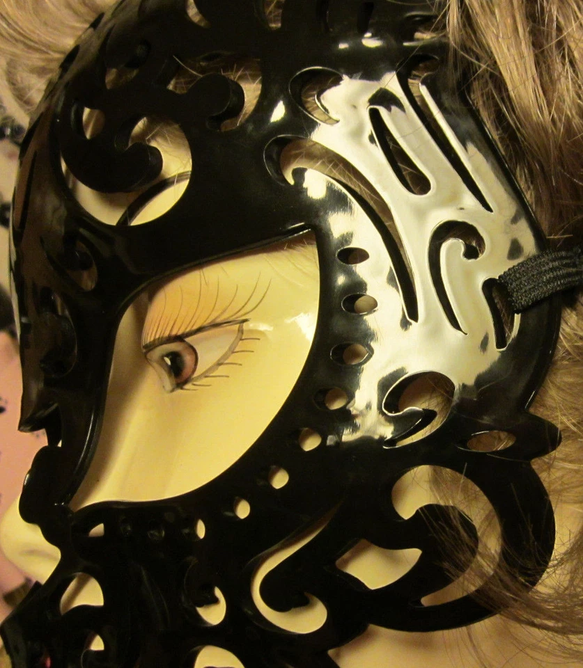 Black Mask Adult Size Costume Elastic Back Plastic Halloween NIP - Image 3 of 4