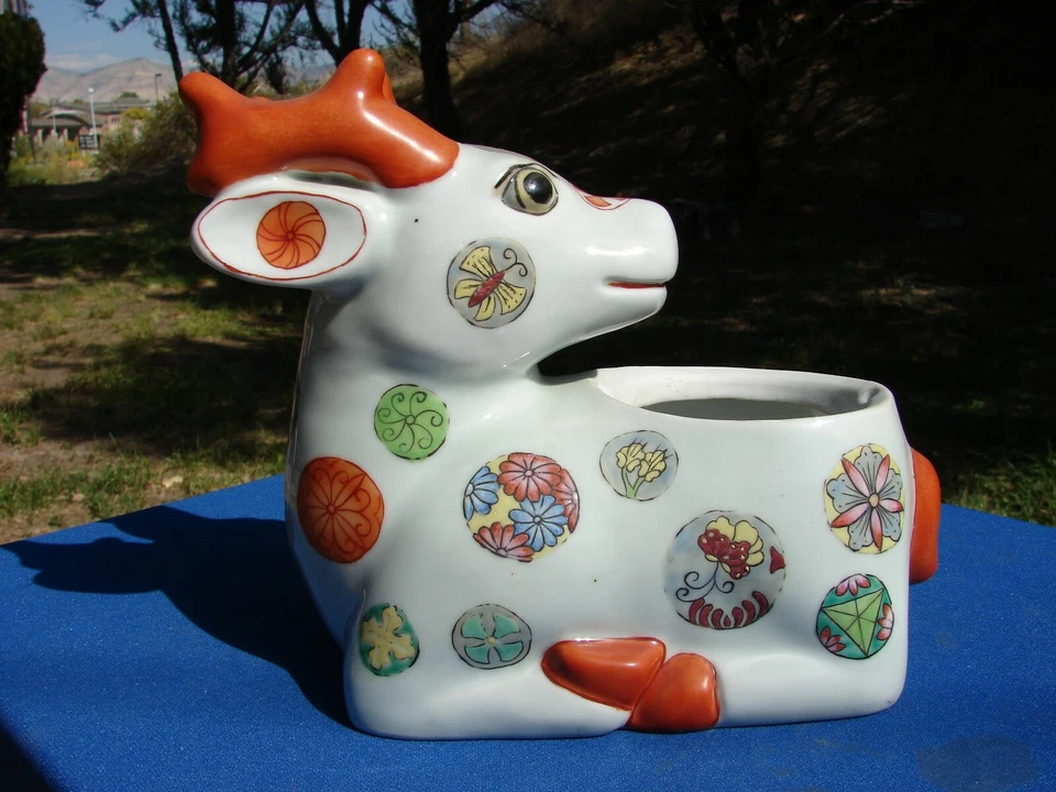 Florero estatua vintage chino FAMILLE rosa ciervo Buck figura PLANTADOR $ Foto 3 de 4