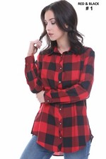 Image of Womens Check Shirt Ladies Long Sleeve Plaid Check Summer Mini Dress UK Size 8-18