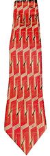 Men's Ferucci Brand Geometric Style Design Red Gray and Black 100 Silk Necktie.