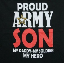 PROUD ARMY SON... Youth Medium T Shirt in Black