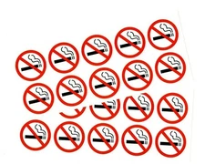 20 - NO SMOKING stickers | white | 1.5" dia. | outdoor durable business signs