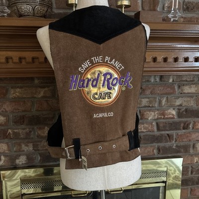 Save The Planet Hard Rock Leather Vest Brown Acapulco NOS Tags On