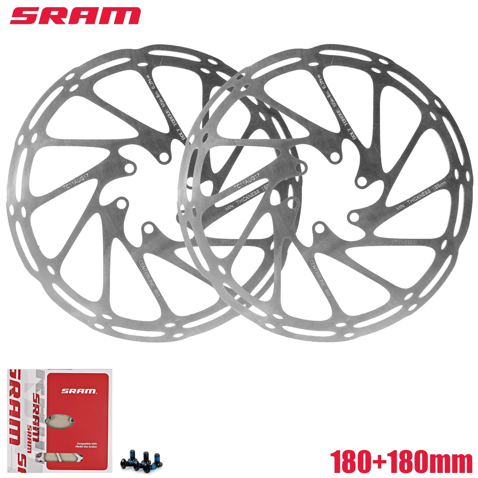 SRAM AVID CENTERLINE Disc Brake Rotor 6-Bolt 160/180mm MTB Road Bike Rotors